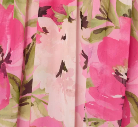 Adrianna Papell Painterly Floral Print Off The Shoulder Gown With Twisted Bust In Pink Multi PINKMULTI Clearance