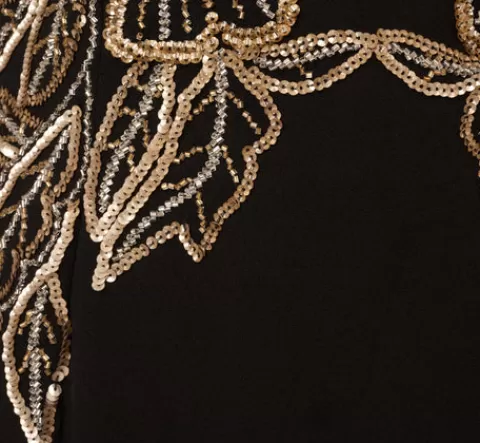 Adrianna Papell Plus Size Beaded Crepe Long Dress In BLACK Flash Sale
