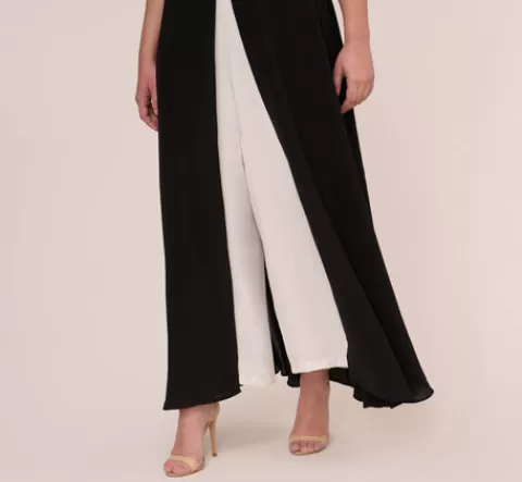 Adrianna Papell Plus Size Colorblock Jumpsuit With Skirt Overlay In Black Ivory BLACK-IVORY Cheap