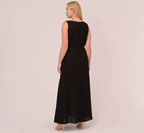 Adrianna Papell Plus Size Colorblock Jumpsuit With Skirt Overlay In Black Ivory BLACK-IVORY Cheap