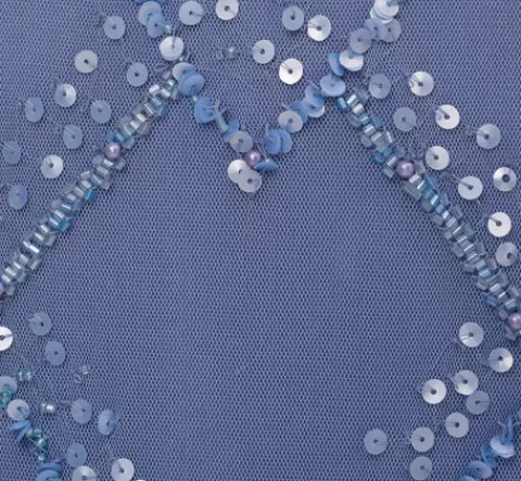 Adrianna Papell Plus Size Hand-Beaded Blouson Long Gown With Flutter Sleeves In French Blue FRENCHBLUE New