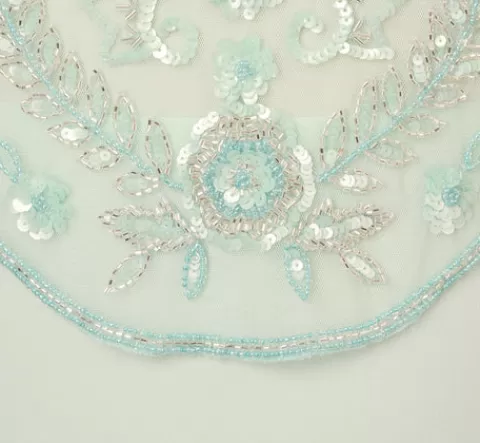 Adrianna Papell Plus Size Hand-Beaded Illusion Long Gown With Flutter Sleeves In Mint Glass MINTGLASS Best
