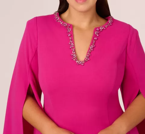 Adrianna Papell Plus Size Knit Crepe Jewel Short Dress In Berry Rose BERRYROSE Cheap