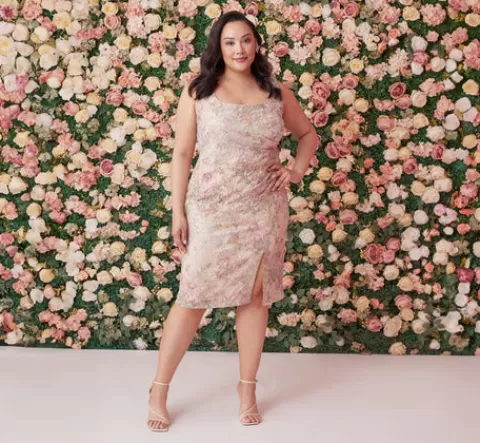 Adrianna Papell Plus Size Sleeveless Floral Matelasse Sheath Dress With Pleated Details In Rose Multi ROSEMULTI Store