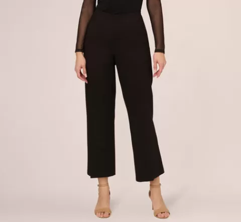 Adrianna Papell Ponte Knit Pull On Pant With Kick Flare Hem In BLACK Cheap