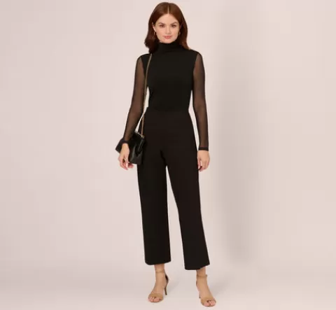 Adrianna Papell Ponte Knit Pull On Pant With Kick Flare Hem In BLACK Cheap