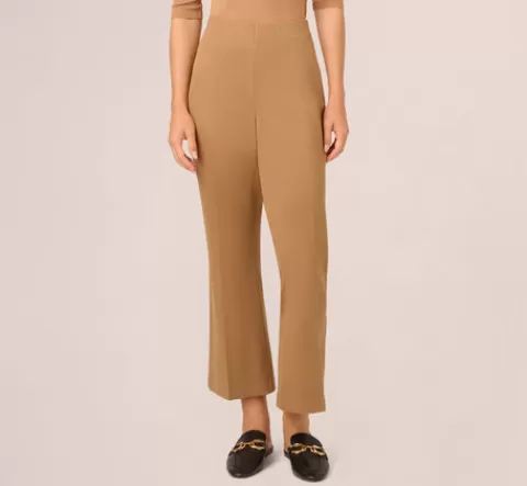 Adrianna Papell Ponte Knit Pull On Pant With Kick Flare Hem In Rich Camel RICHCAMEL Cheap