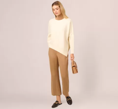 Adrianna Papell Ponte Knit Pull On Pant With Kick Flare Hem In Rich Camel RICHCAMEL Cheap