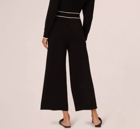 Adrianna Papell Pull On Sweater Pant With Contrast Tipping In Black Ivory BLACK-IVORY Cheap