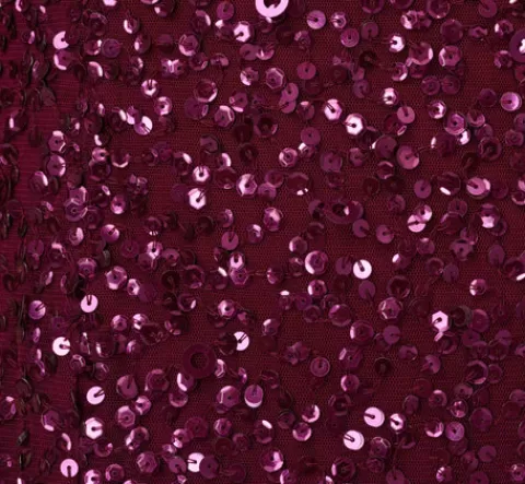 Adrianna Papell Scoop Back Sequin Gown With Three Quarter Sleeves In CABERNET Best