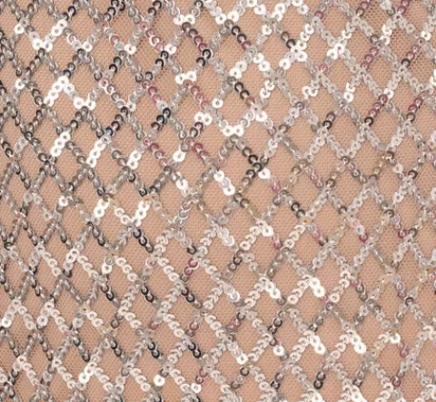 Adrianna Papell Sequin Short Sleeve Column Gown With Embellished Waist In Silver Nude SILVER-NUDE New