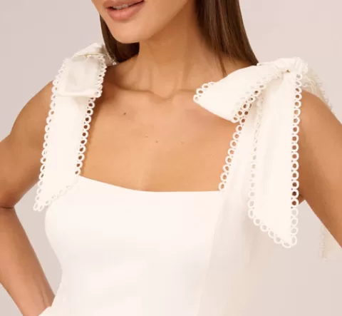 Adrianna Papell Short Bubble Dress With Bow Tie Straps In WHITE Flash Sale