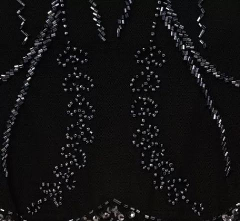 Adrianna Papell Short Sleeve Beaded Cocktail Dress With Popover In Black Gunmetal BLACK-GUNMETAL Outlet