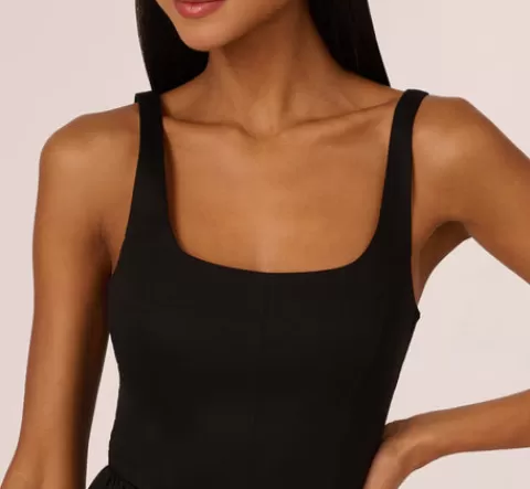 Adrianna Papell Sleeveless Fit And Flare Dress With Square Neckline In BLACK Best Sale