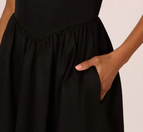 Adrianna Papell Sleeveless Fit And Flare Dress With Square Neckline In BLACK Best Sale