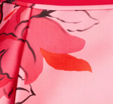 Adrianna Papell Sleeveless Midi Dress With Floral Printed Mikado Skirt In Pink Red Multi PINK-REDMULTI Best