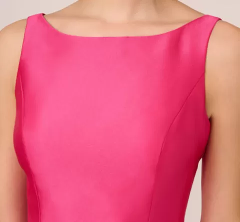 Adrianna Papell Sleeveless Mikado Fit And Flare Midi Dress With V-Back In Electric Pink ELECTRICPINK Cheap