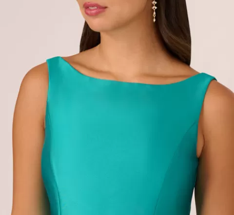 Adrianna Papell Sleeveless Mikado Fit And Flare Midi Dress With V-Back In Exotic Jade EXOTICJADE Clearance