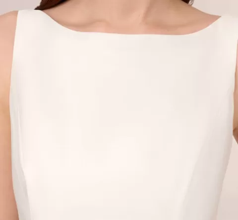 Adrianna Papell Sleeveless Mikado Fit And Flare Midi Dress With V-Back In IVORY Clearance