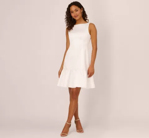 Adrianna Papell Sleeveless Mikado Midi Dress With Flounce Hem In IVORY Fashion