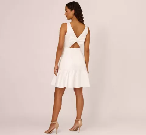 Adrianna Papell Sleeveless Mikado Midi Dress With Flounce Hem In IVORY Fashion