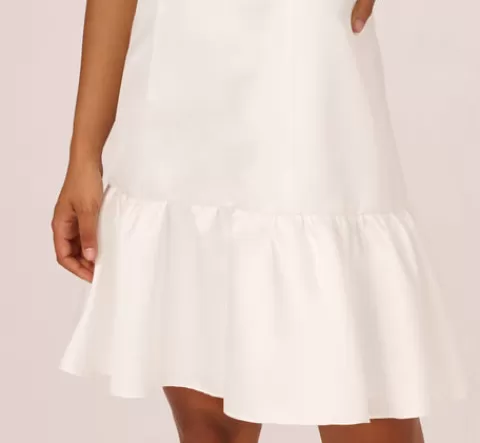 Adrianna Papell Sleeveless Mikado Midi Dress With Flounce Hem In IVORY Fashion