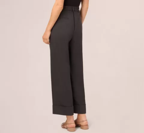 Adrianna Papell Straight Leg Cuffed Pant With Elastic Back In Heather Steel HEATHERSTEEL Cheap