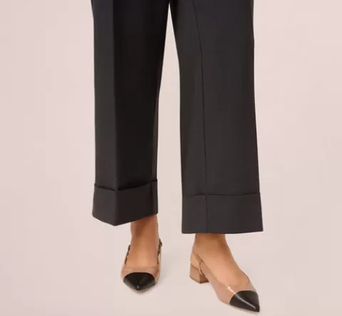 Adrianna Papell Straight Leg Cuffed Pant With Elastic Back In Heather Steel HEATHERSTEEL Cheap
