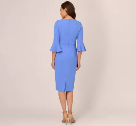 Adrianna Papell Stretch Knit Crepe Tie-Front Midi-Length Sheath Dress In Precious Peri PRECIOUSPERI Online