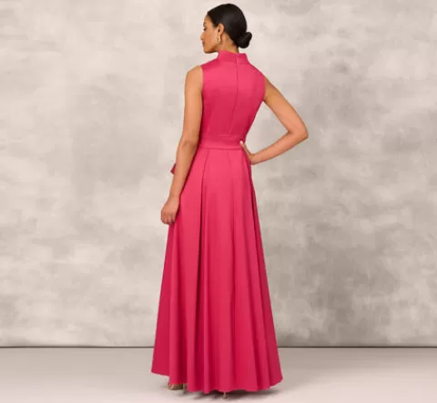 Adrianna Papell Stretch Mikado Ball Gown With Self Tie Sash In Faded Azalea FADEDAZALEA Hot
