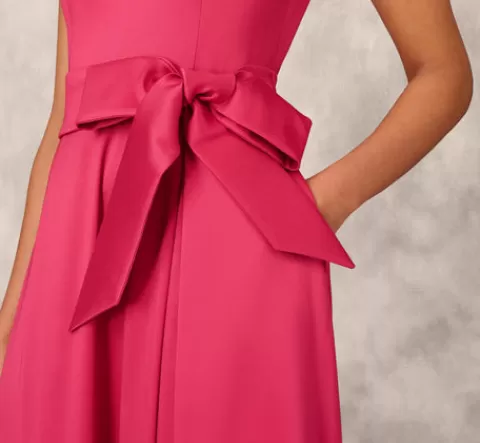 Adrianna Papell Stretch Mikado Ball Gown With Self Tie Sash In Faded Azalea FADEDAZALEA Hot