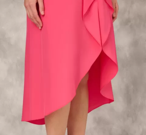 Adrianna Papell Taffeta Halter Midi Dress With Large Floral Accent In PETUNIA Shop