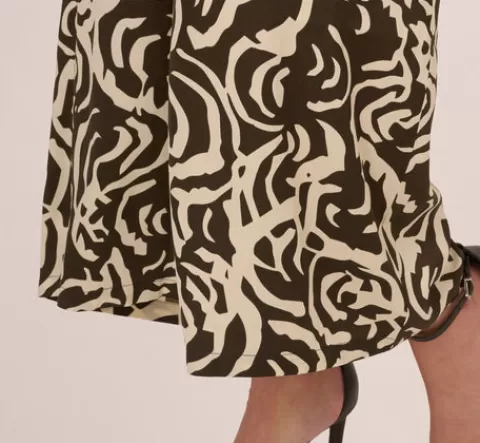 Adrianna Papell Tropical Floral Print Wide Leg Pants With Drawstring Waist In Chocolate Walnut Large Swirl CHOCOLATEWALNUTLARGESWIRL Best Sale