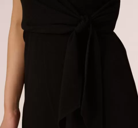 Adrianna Papell Wide Leg Jumpsuit With Pearl Chain Spaghetti Straps In BLACK Discount